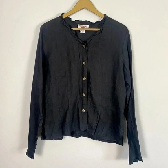 Solitaire Linen Vintage Button Up Top - Picture 1 of 9